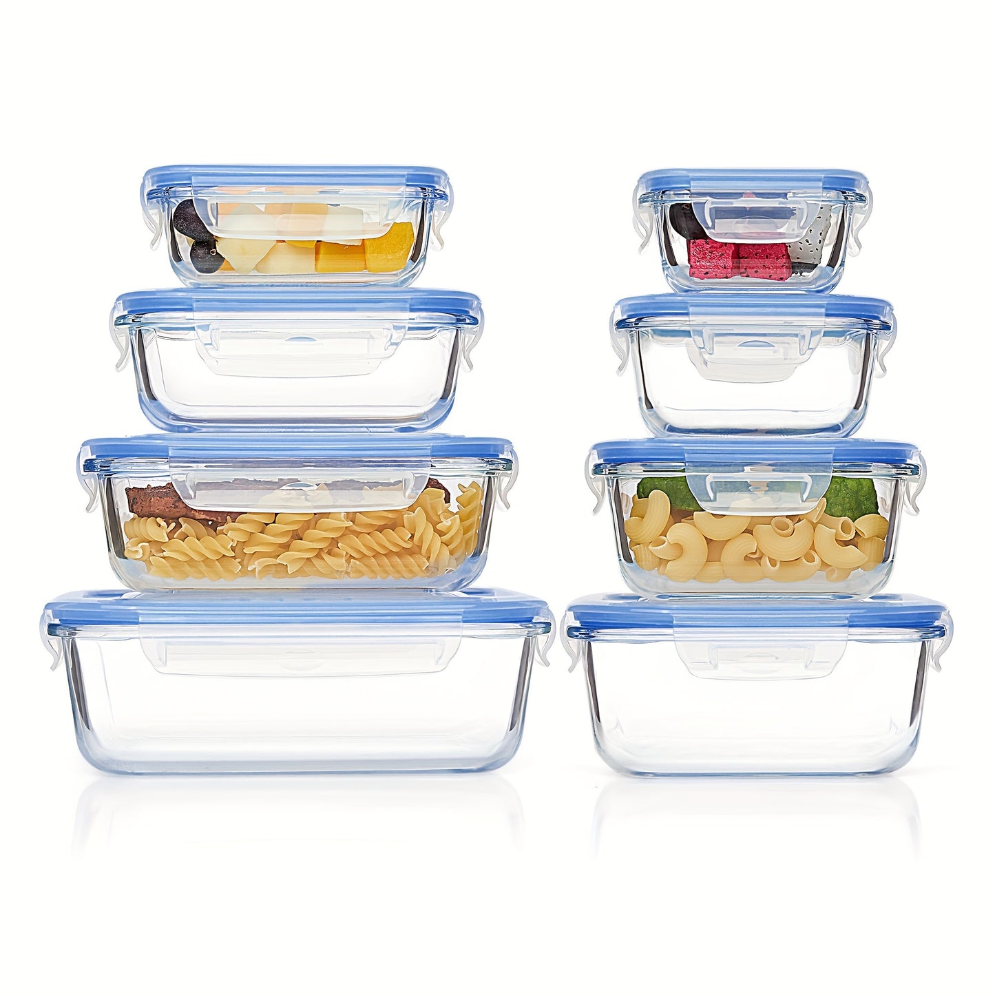 8 Pack Premium Glass Food Storage Containers