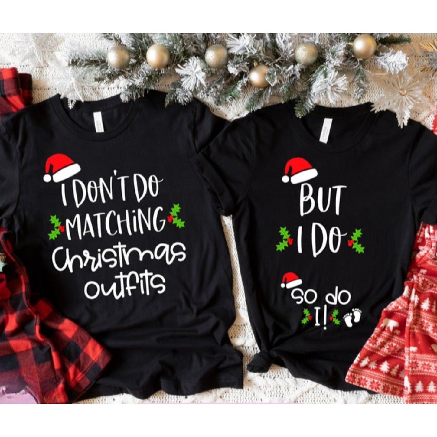 Funny Matching Christmas Couple Pajamas - Cozy Cotton Xmas Party Tees for Him & Her, Festive Graphic Family Shirts, Machine Washable