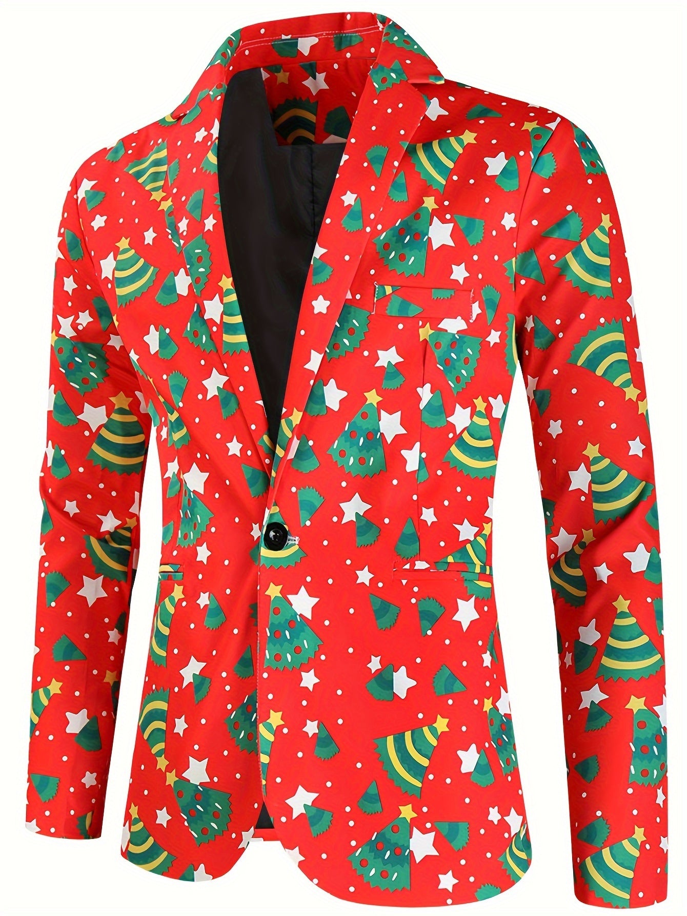 Men's Festive Christmas Digital Print Blazer