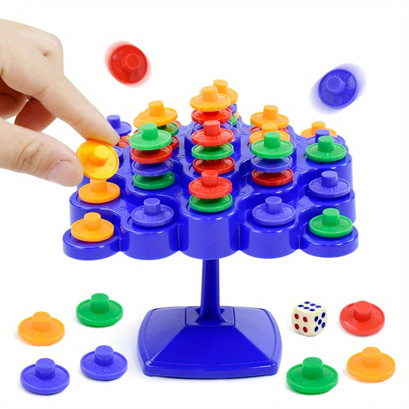 Blue 5-Level Balance Tree Game - Math Skills & Key Training Toy, Interactive Party Game with Dice Included