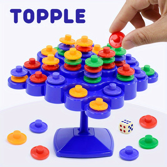 Blue 5-Level Balance Tree Game - Math Skills & Key Training Toy, Interactive Party Game with Dice Included