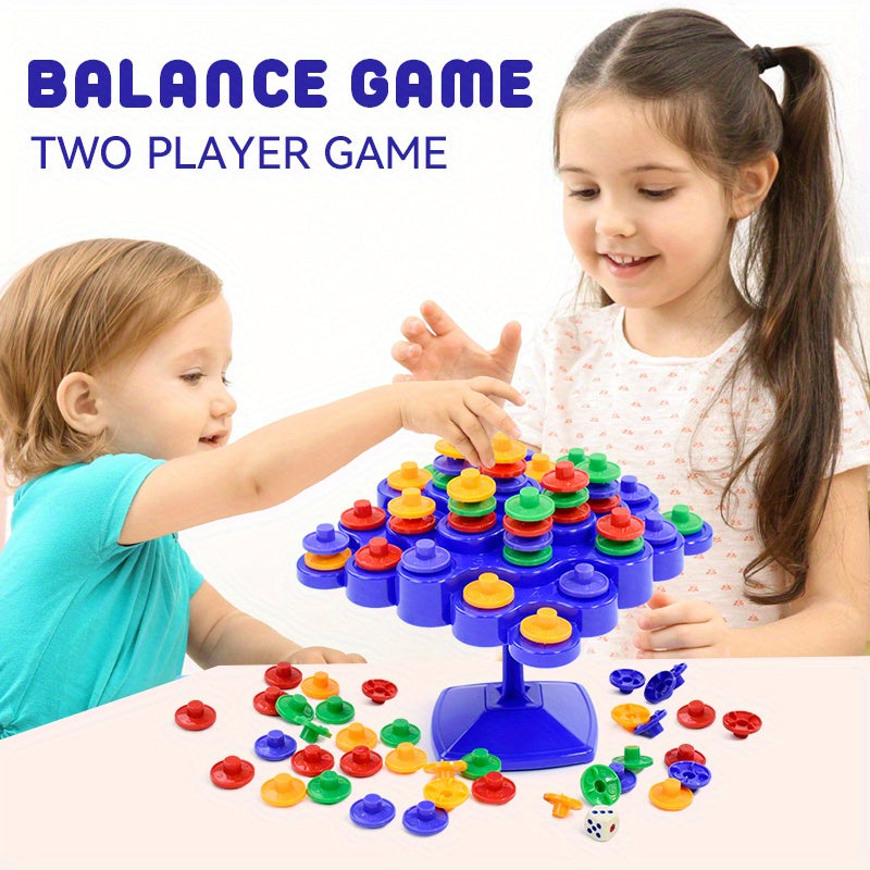 Blue 5-Level Balance Tree Game - Math Skills & Key Training Toy, Interactive Party Game with Dice Included