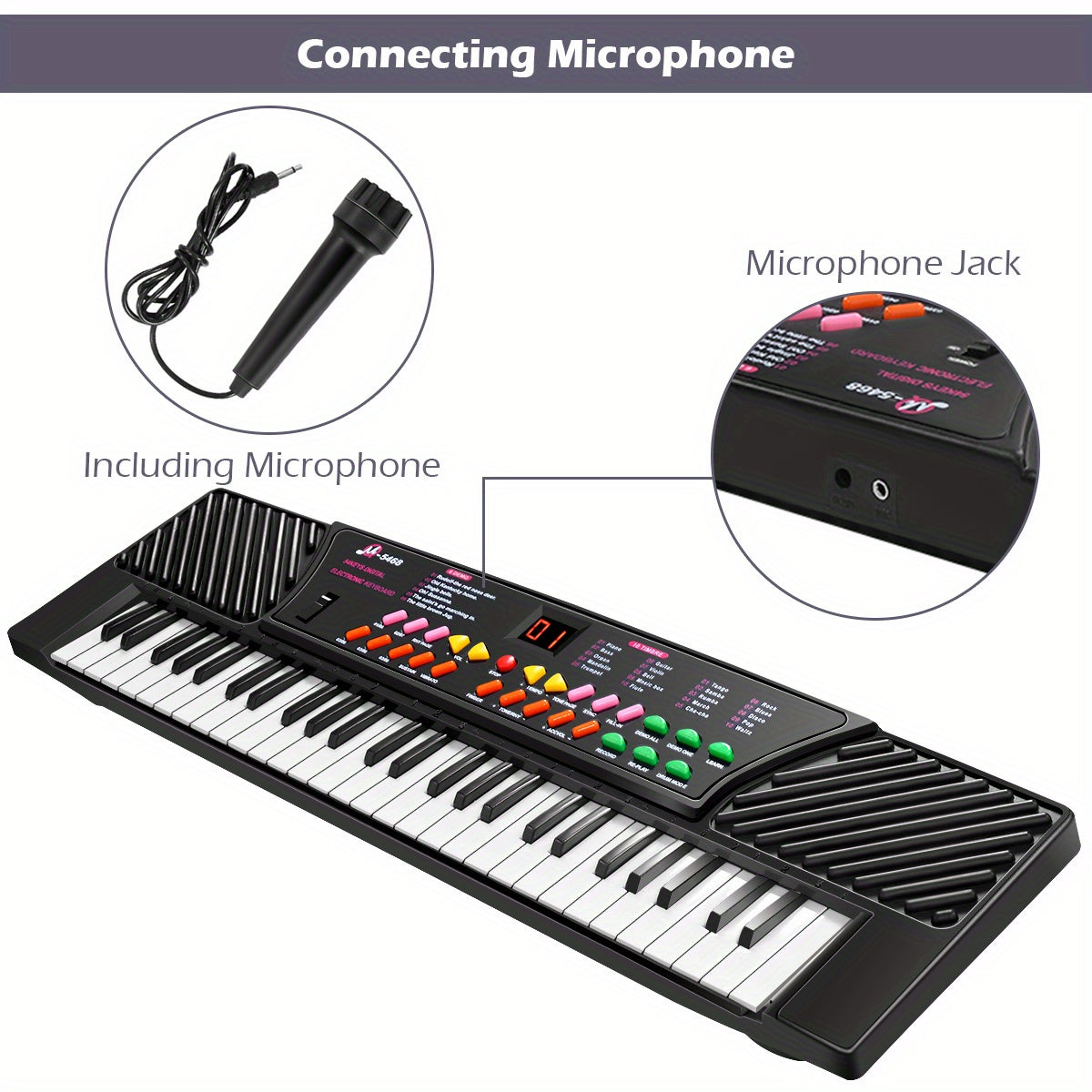 Kids Blk MAXMASS Electronic Keyboard -  54 Key