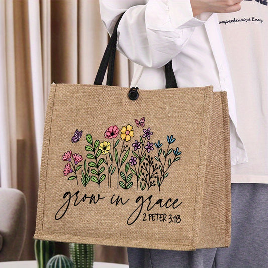 "Grow in Grace" Large Capacity Tote Bag