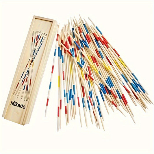 Mikado Pick-Up Sticks Game - 31pcs Classic Wooden Strategy Set for Adults & Teens, Perfect for Family Fun Parties & Gifts, No Batteries Required