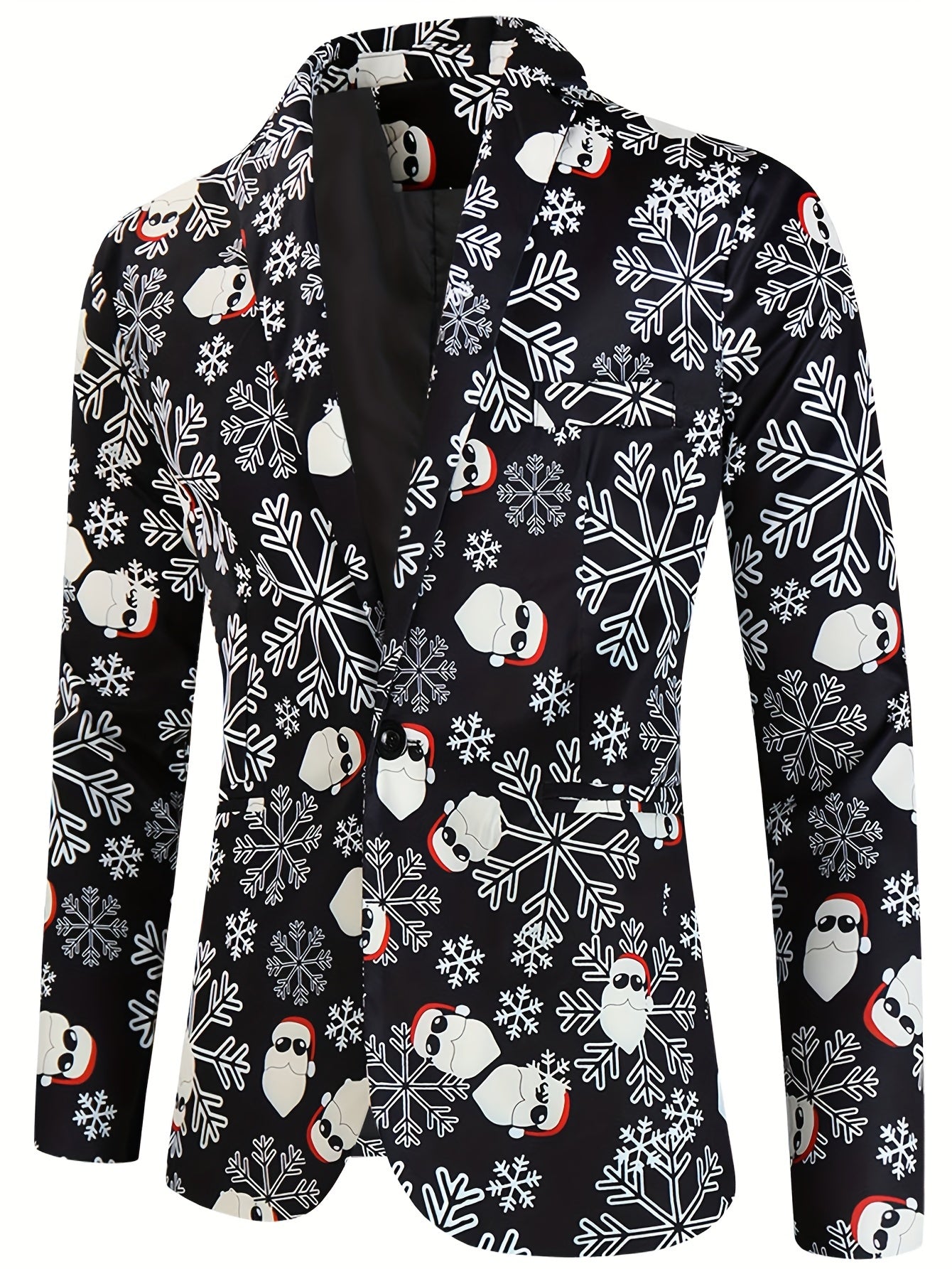 Men's Festive Christmas Digital Print Blazer