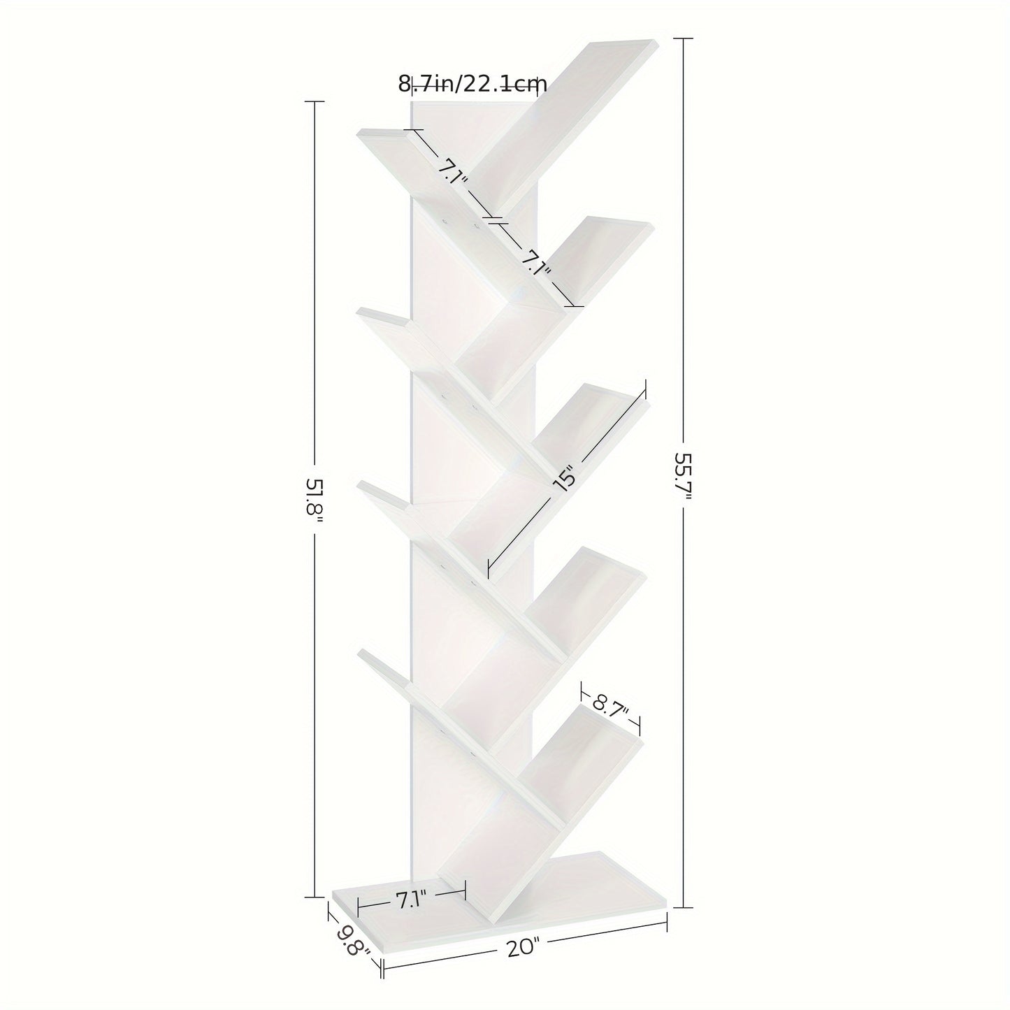 Compact Tree Bookshelf with 9 Spacious Tiers