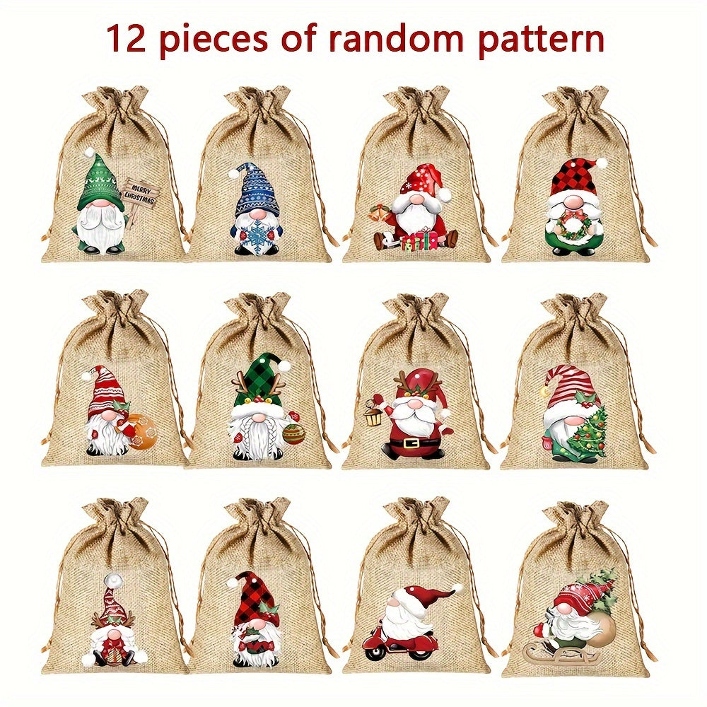 12pcs Christmas Burlap Gift Bag