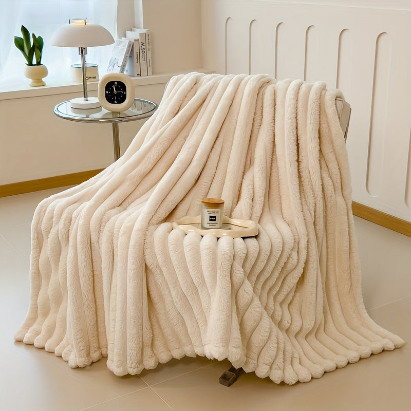 Luxurious Faux Rabbit Fur Throw Blanket - Soft, Warm & Cozy for Couch, Bed, Office, and Travel