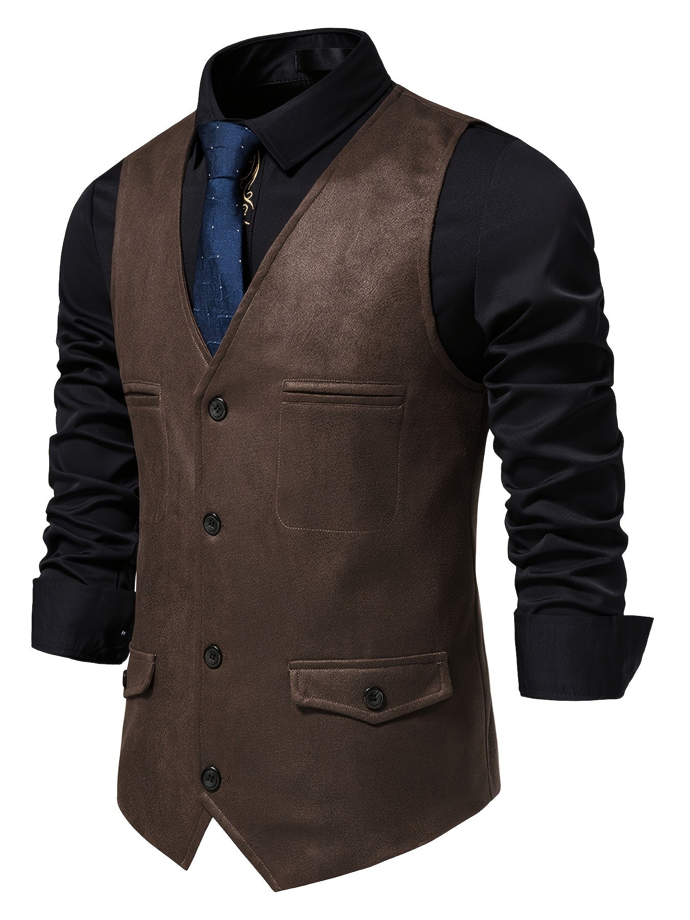 Classic Single Breasted V-neck Dress Vest