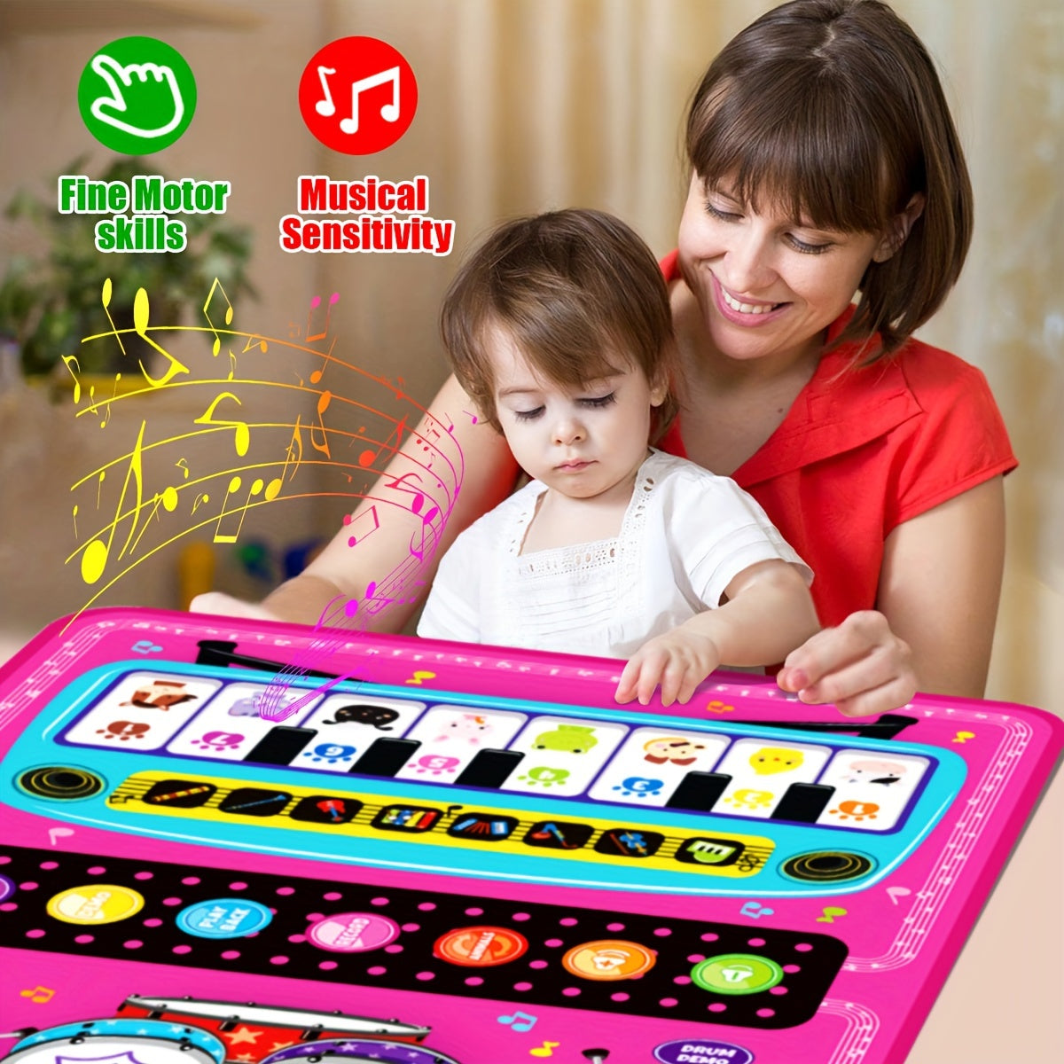 Early Kids Piano & Drum Play Mat - Educational Music Toy