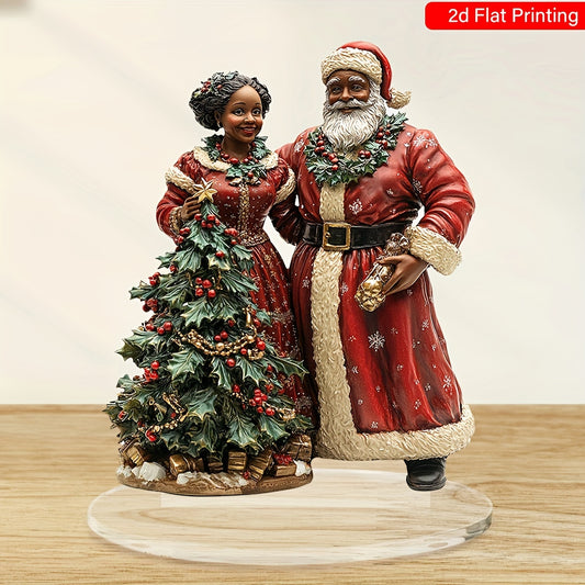 Winter Wonderland, African American Santa & Mrs. Claus Figurine Set