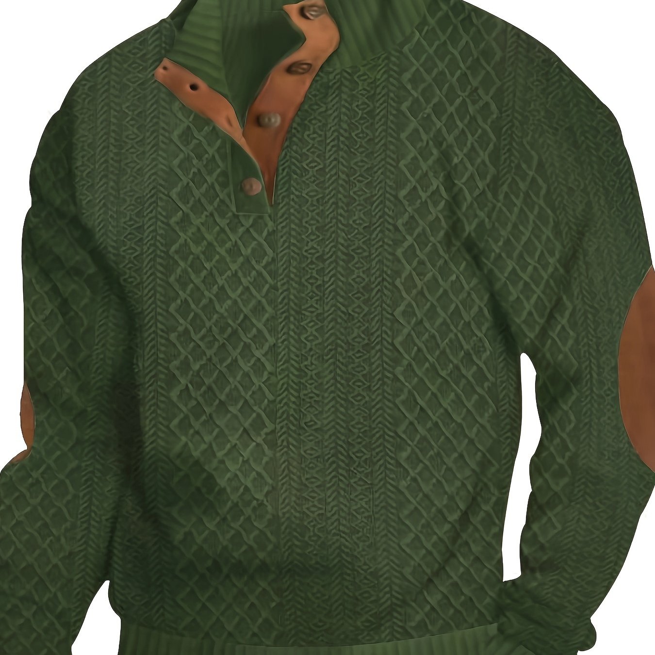 Men's Classic Jacquard Stand Collar Pullover Sweater - Casual Long Sleeve Knit Top for Fall/Winter, Polyester