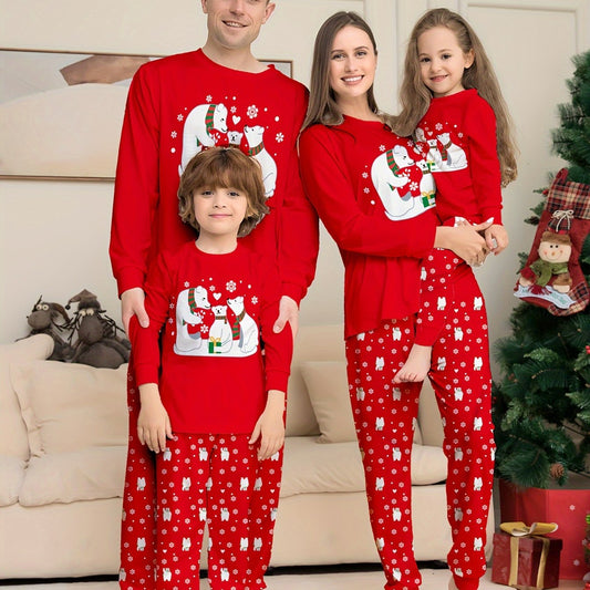 Adorable Family Matching Polar Bear Snowflake Christmas Sleepwear Set