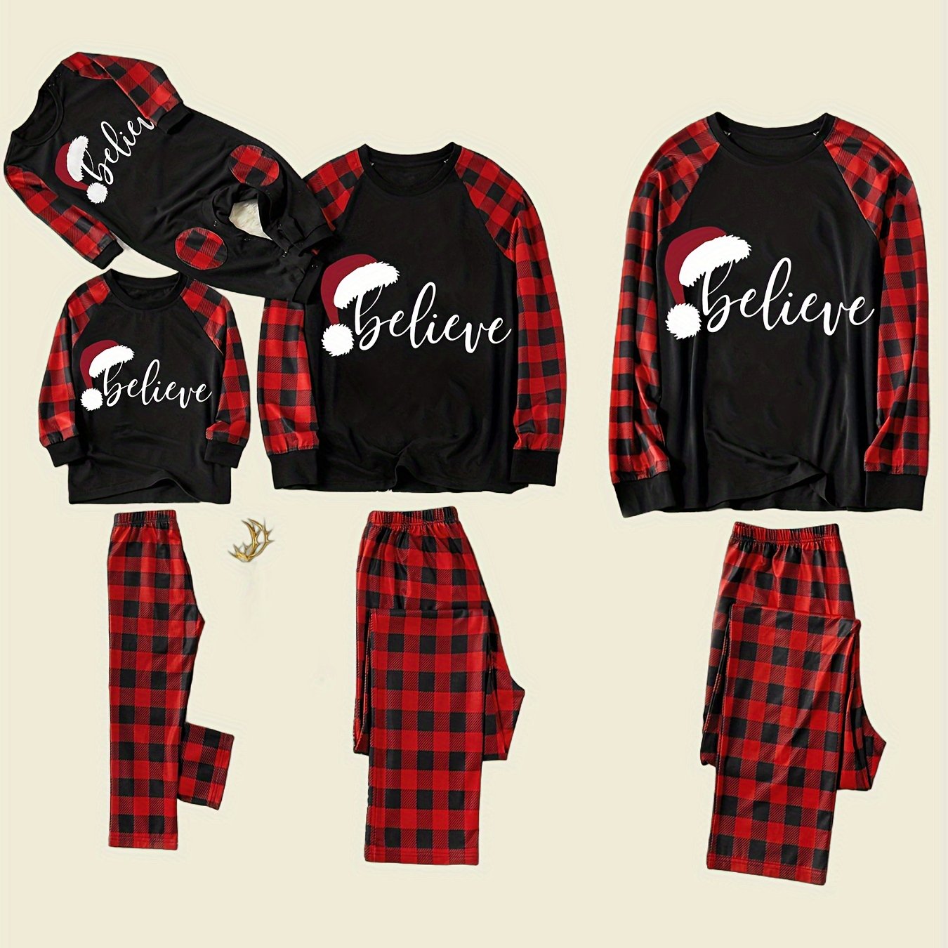 Family Matching Christmas Pajamas Sets- 'Believe' Print