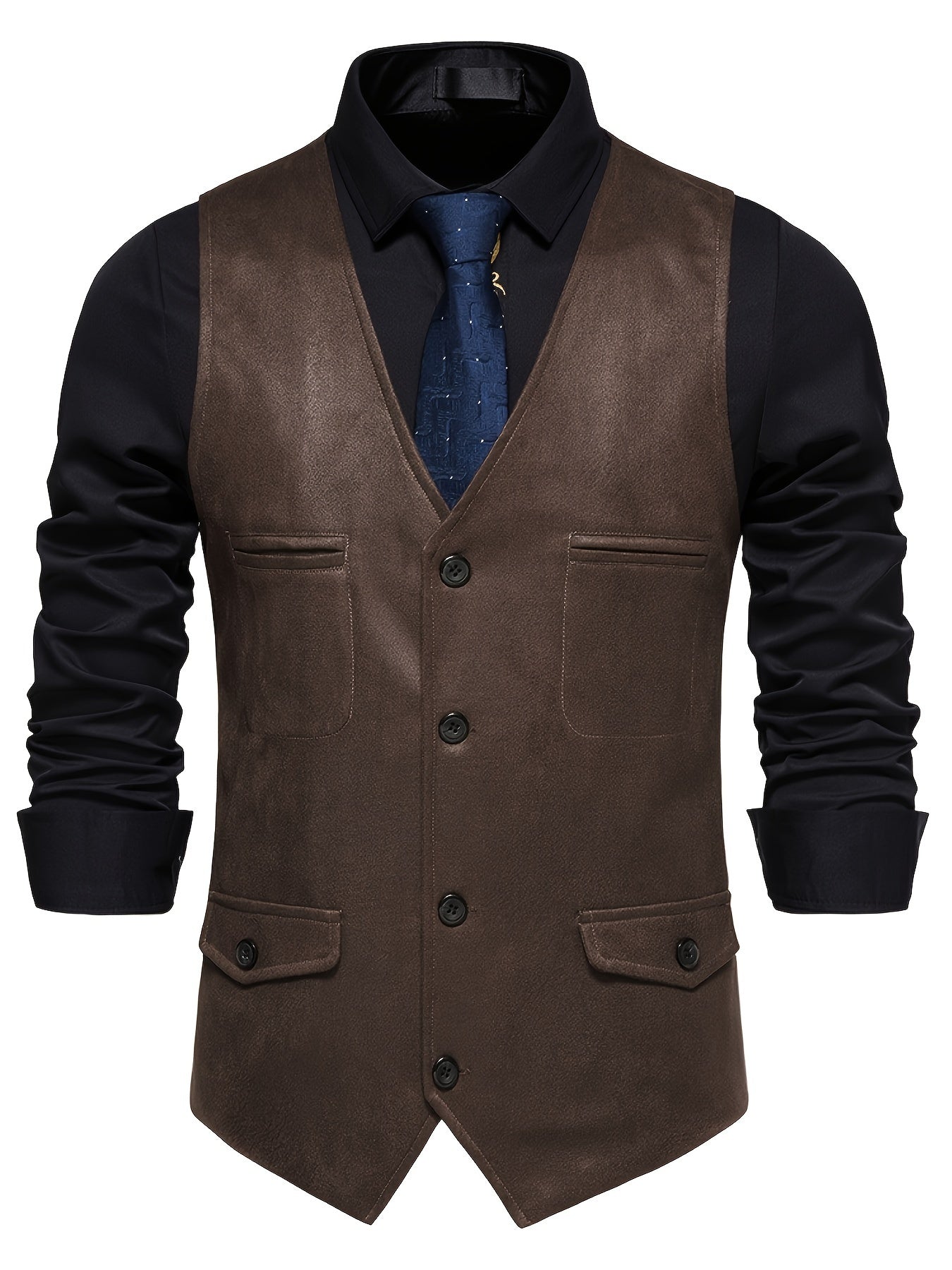 Classic Single Breasted V-neck Dress Vest