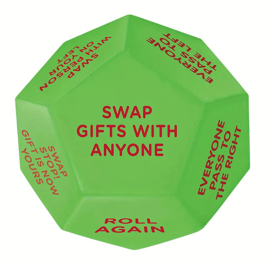 Christmas Party Favor Dice - 3x3 Inch Santa Gift Exchange Game, 12 Unique Sides for Festive Holiday Fun & Family Entertainment