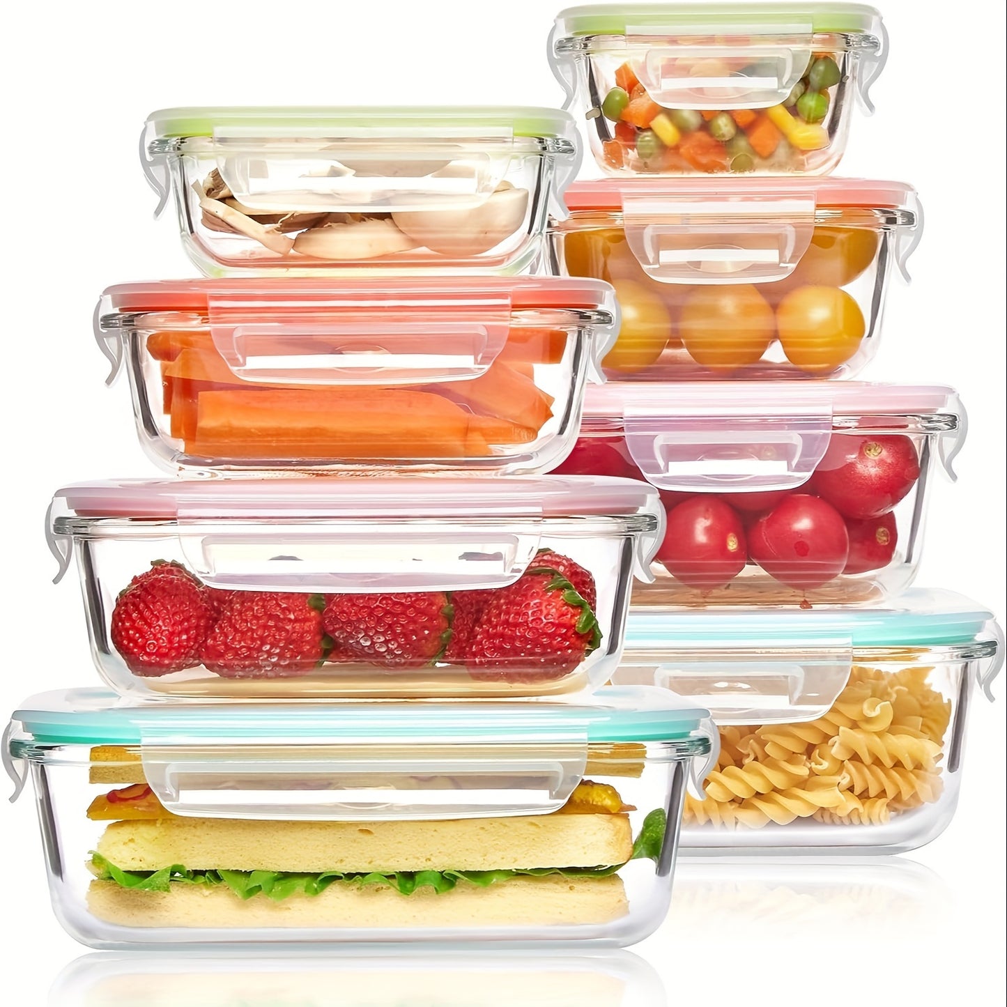 8 Pack Premium Glass Food Storage Containers