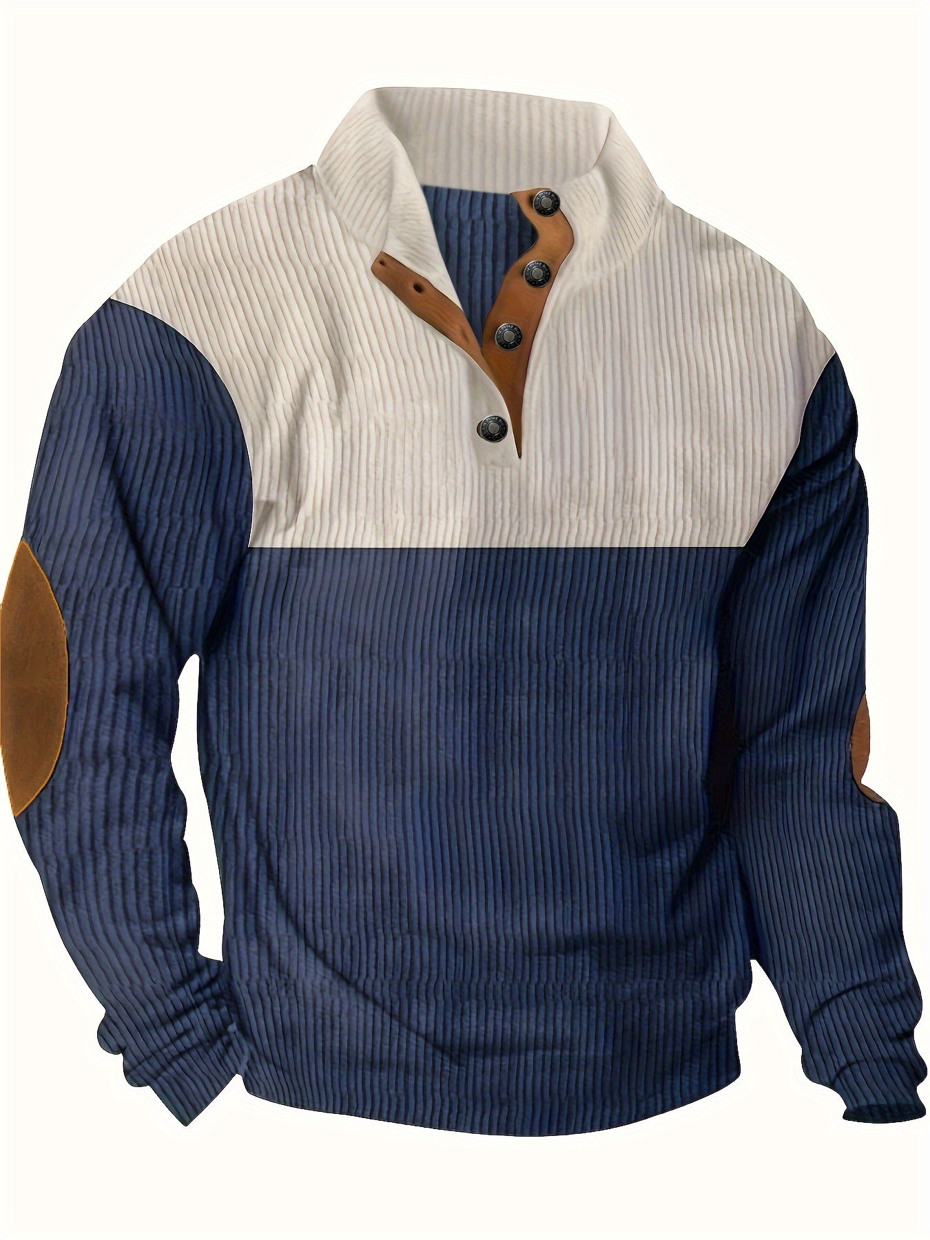 Mens Color Block Knitted Collar Pullover Sweater