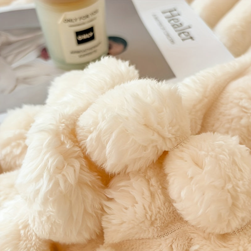 Luxurious Faux Rabbit Fur Throw Blanket - Soft, Warm & Cozy for Couch, Bed, Office, and Travel