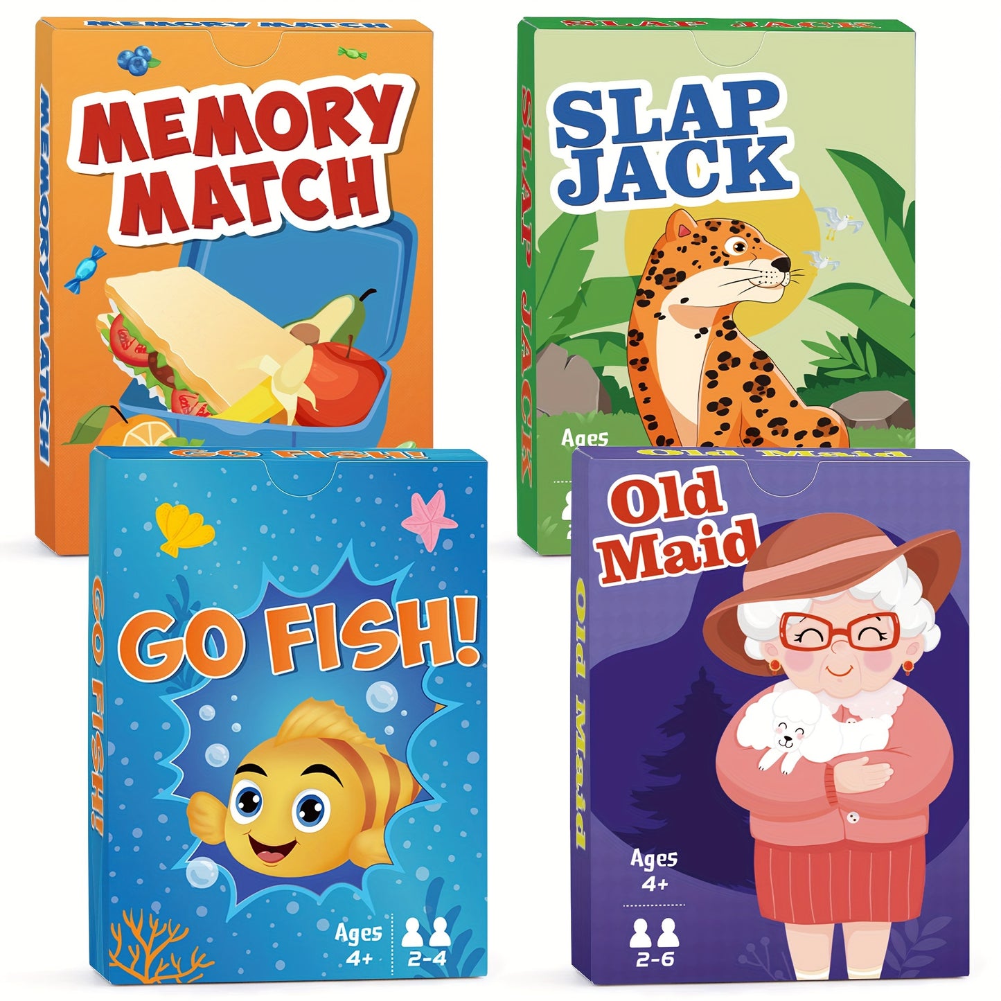 Classic Children's Card Games Set - 172 Cards - Go Fish, Slap Jack + More