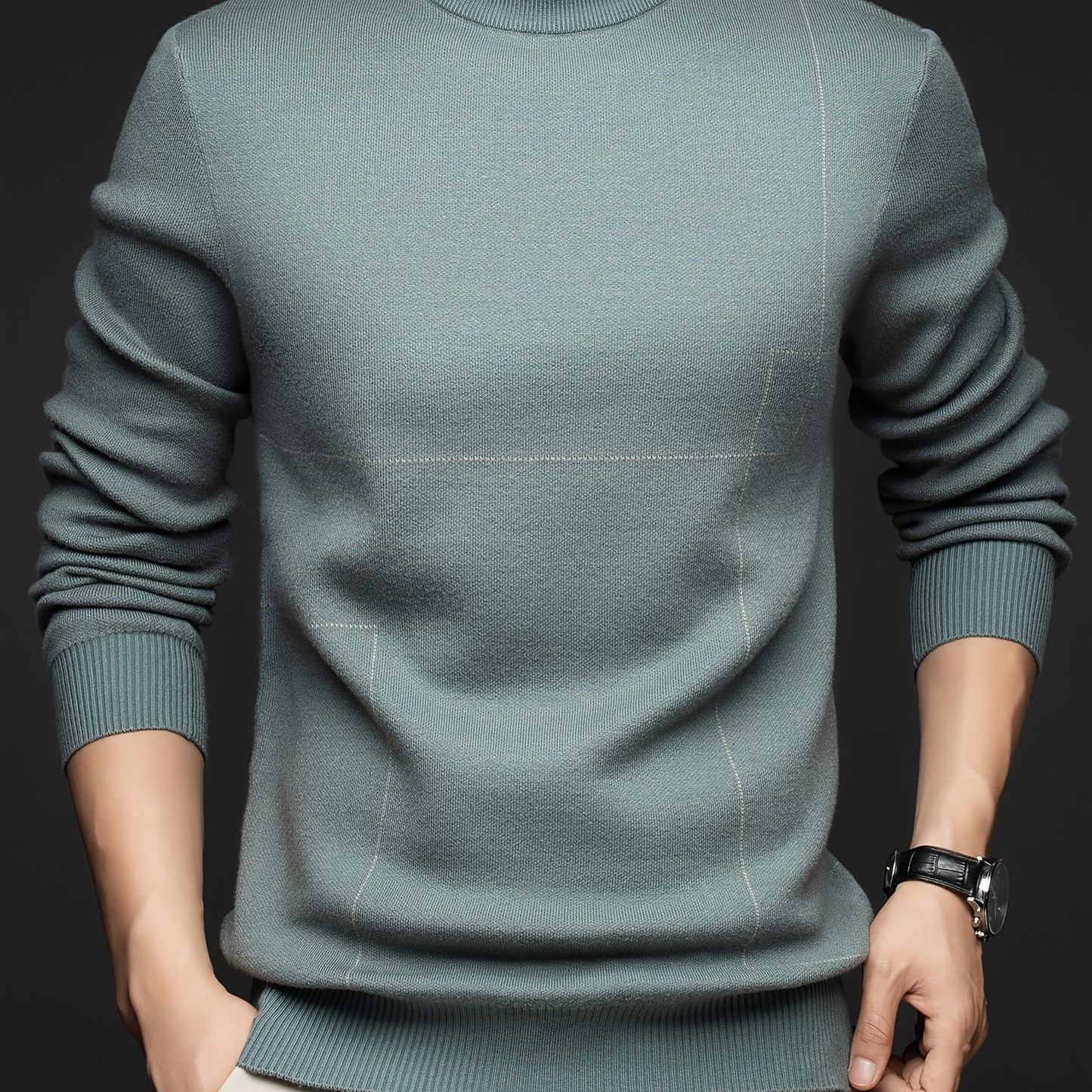 Men's Striped Knit Pullover Sweater - Casual Long Sleeve Turtle Neck Design for Fall and Winter Season, Soft and Cozy Fabric for Everyday Wear