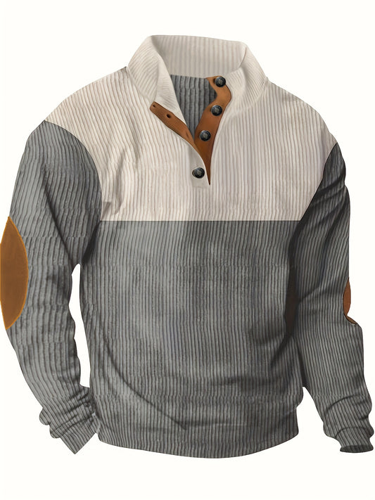 Mens Color Block Knitted Collar Pullover Sweater