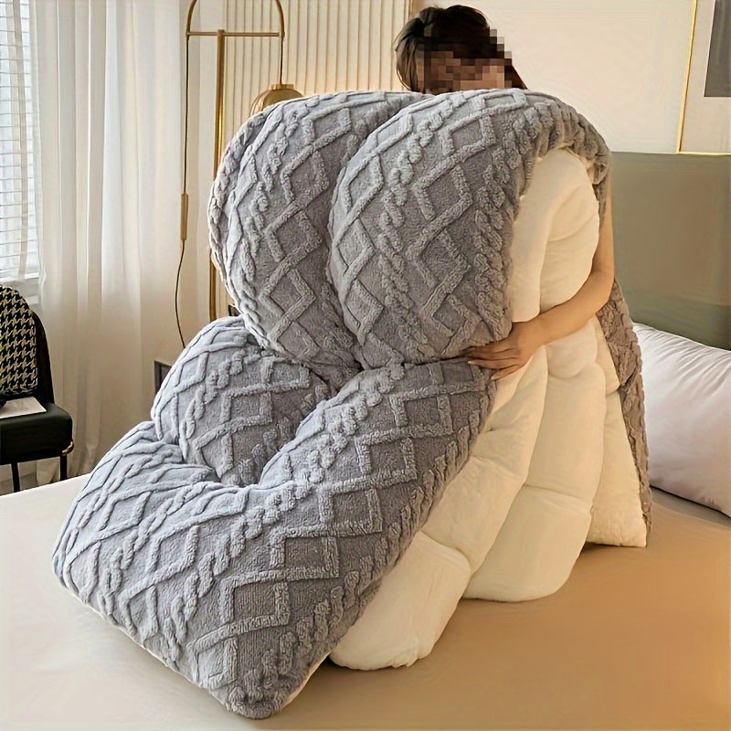 Luxtaf & Sherpa Fleece Comforter - Soft, Thick, and Warm - Machine Washable, Perfect for Bedroom, Guest Room, and Hotel