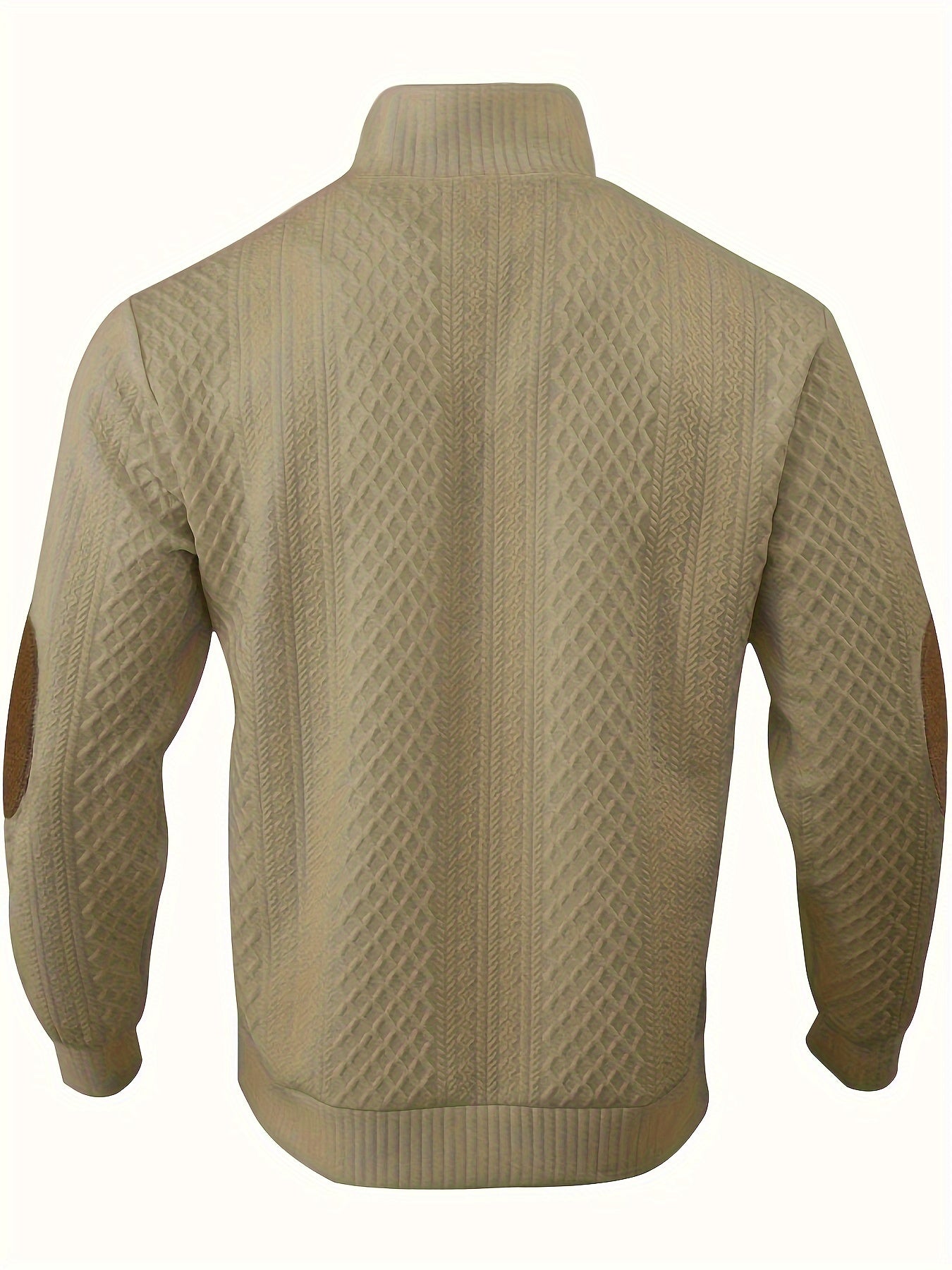 Men's Classic Jacquard Stand Collar Pullover Sweater - Casual Long Sleeve Knit Top for Fall/Winter, Polyester