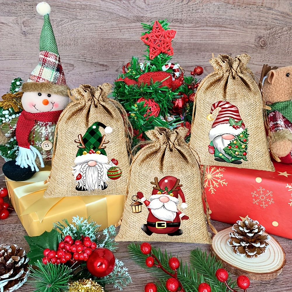 12pcs Christmas Burlap Gift Bag