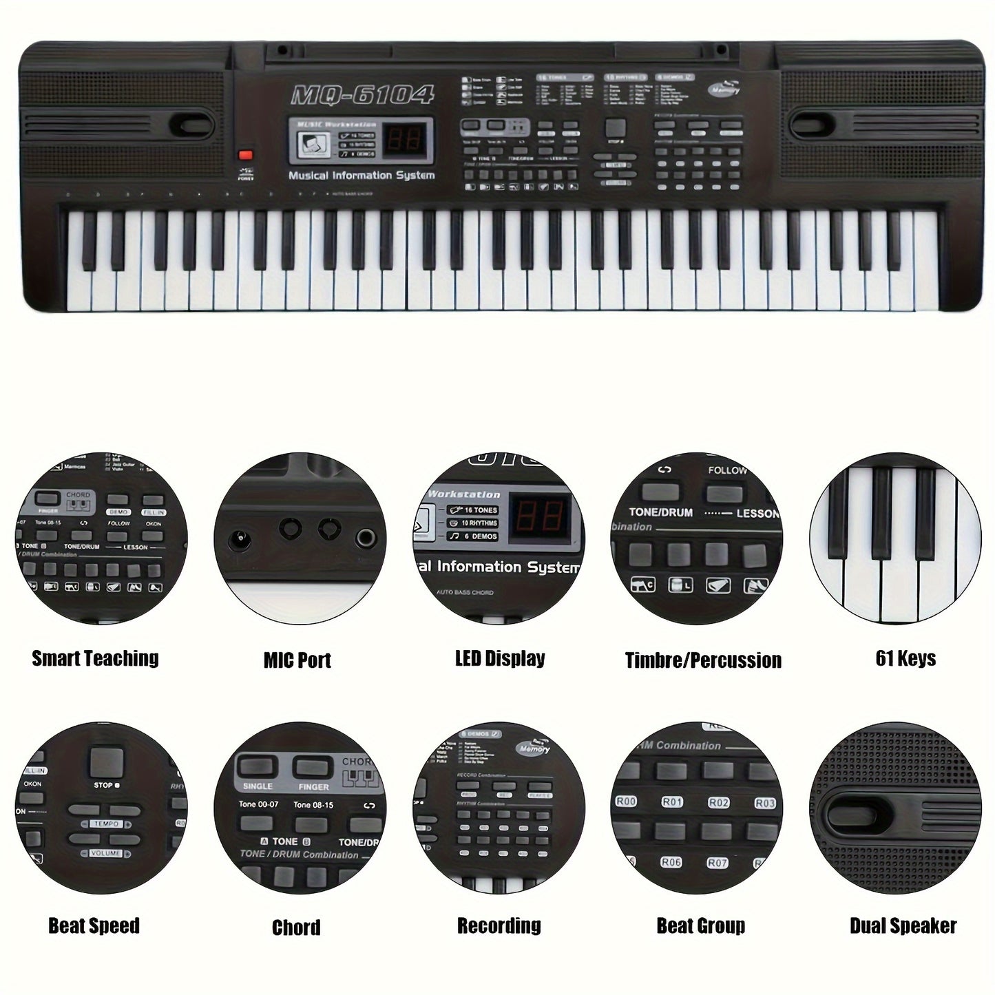 High-Quality Sound 61-Key Electronic Keyboard - Interactive Learning Piano