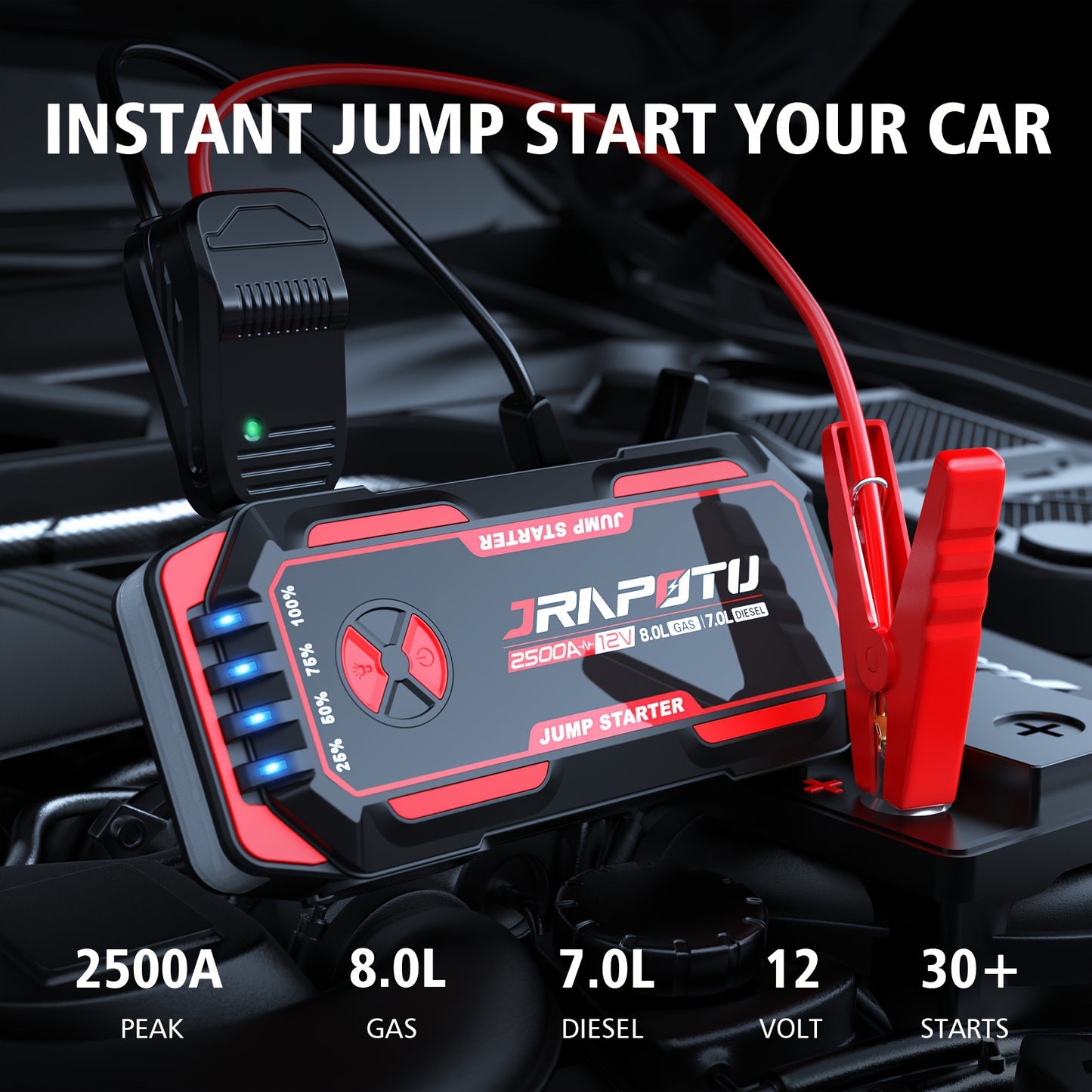 2500A Peak Power Portable Car Jump Starter