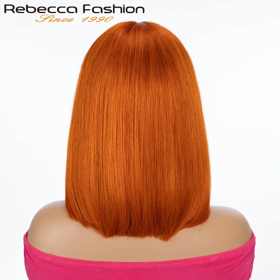 Ginger Short Bob Lace Front Wigs 100% Human Hair Wigs Bob Lace Wigs For Women Blonde Orange Straight Brazilian Hair Closure Wig