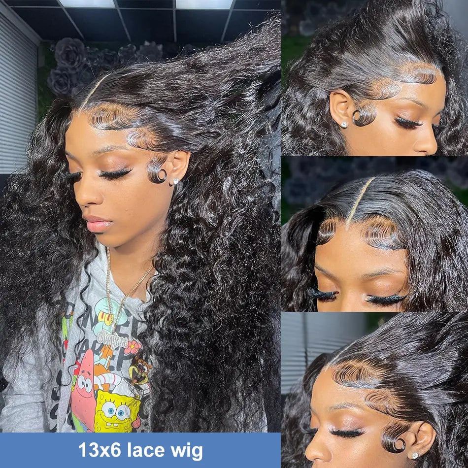 360 Lace Frontal Wig 28 30 Inch Water Wave 13x6 Lace Front Wig Human Hair Wigs Deep Curly Glueless Virgin Brazilian 180% Density