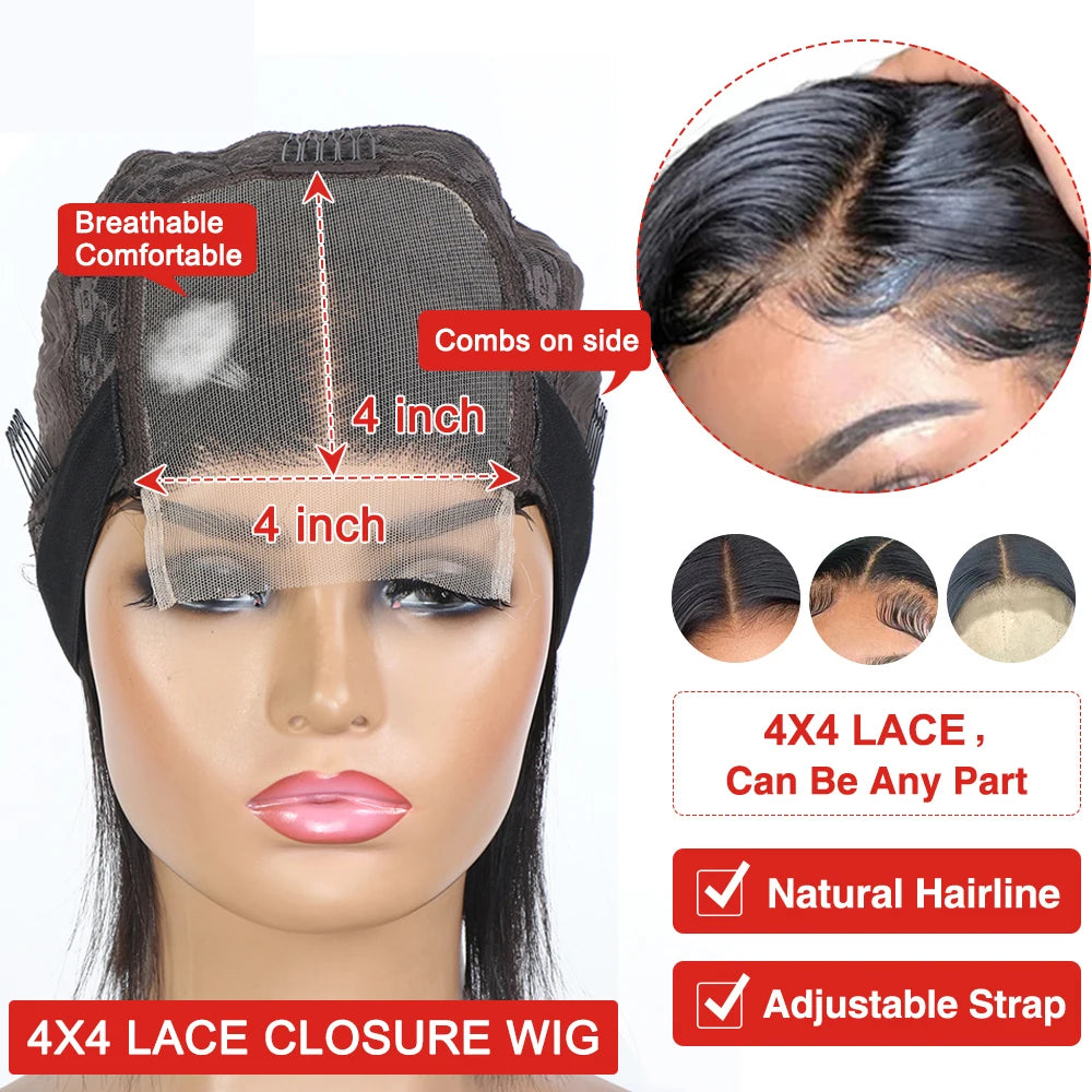 SVT Body Wave Lace Front Human Hair Wig 180% Density Remy Brazilian 4x4 Lace Closure Wig Glueless Human Hair Wigs for Women