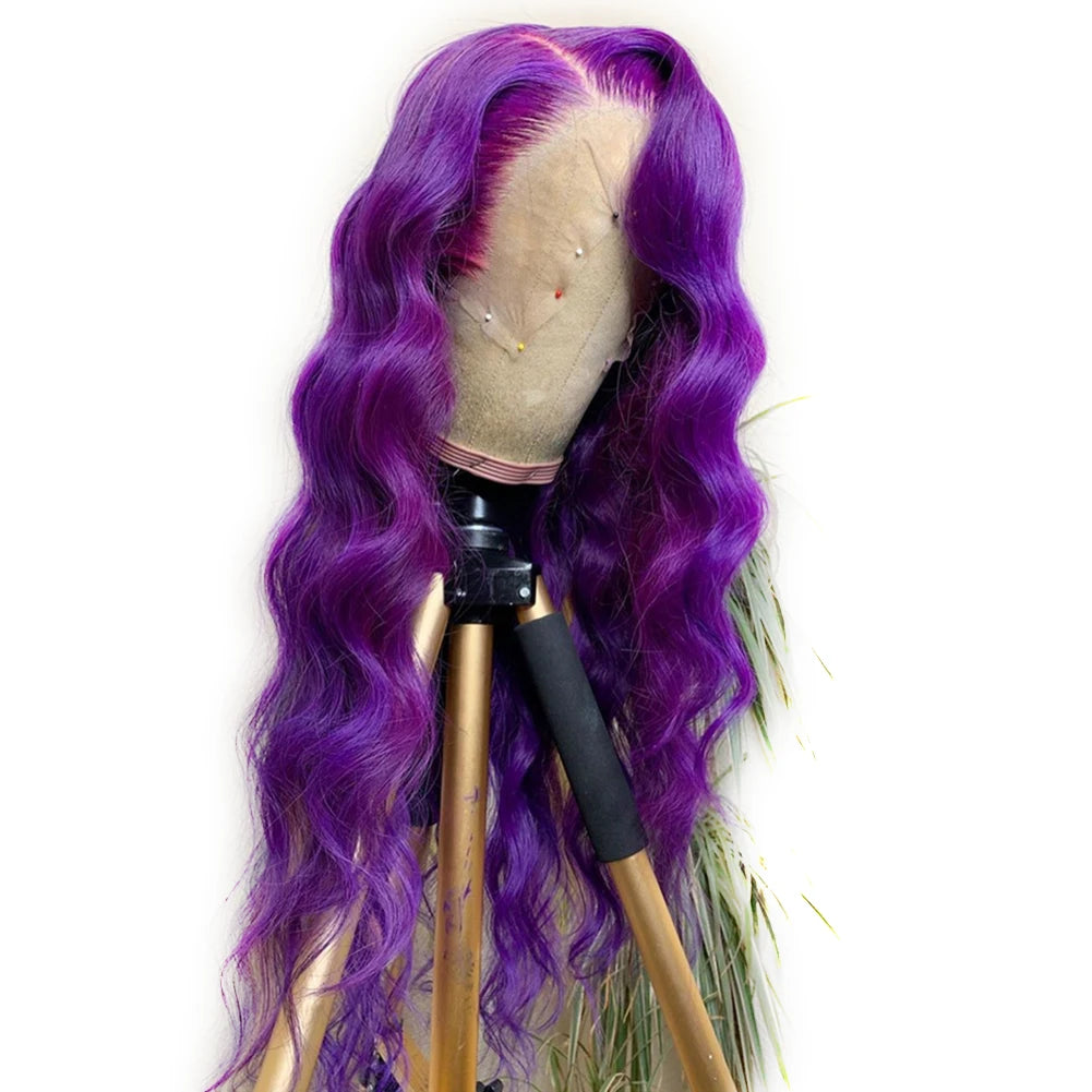 Charisma Long Body Wave Lacr Front Wig Side Part Synthetic Lace Front Wigs for Women Purple Lace Wigs Natural Hairline Wig