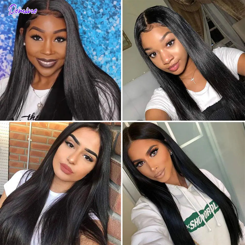 DOMINO HAIR Straight Lace Front Human Hair Wigs For Women 13X4 Lace Frontal Wig Brazilian Straight Lace Closure Wig 4X4 Lace Wig