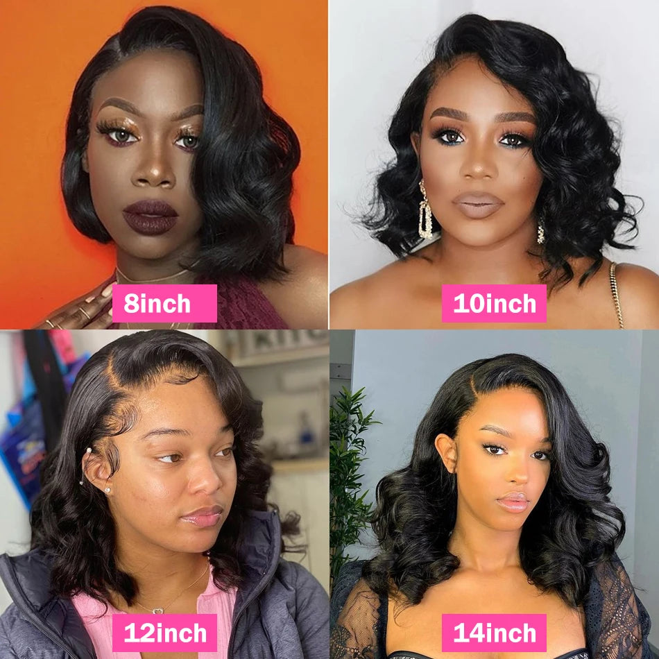 Elegant Brazilian Remy Natural Hairline Body Wave Short Lace Front Bob Wig Unit