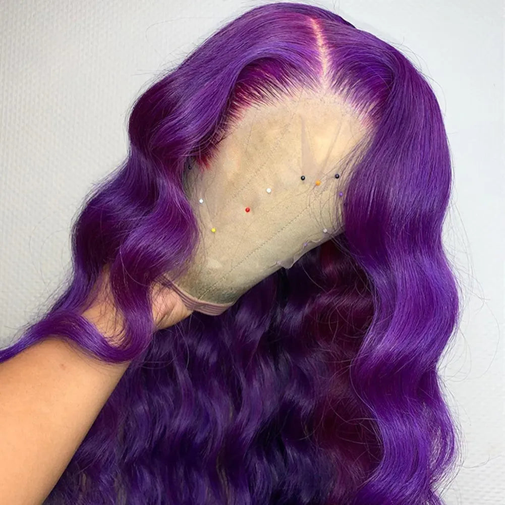 Charisma Long Body Wave Lacr Front Wig Side Part Synthetic Lace Front Wigs for Women Purple Lace Wigs Natural Hairline Wig