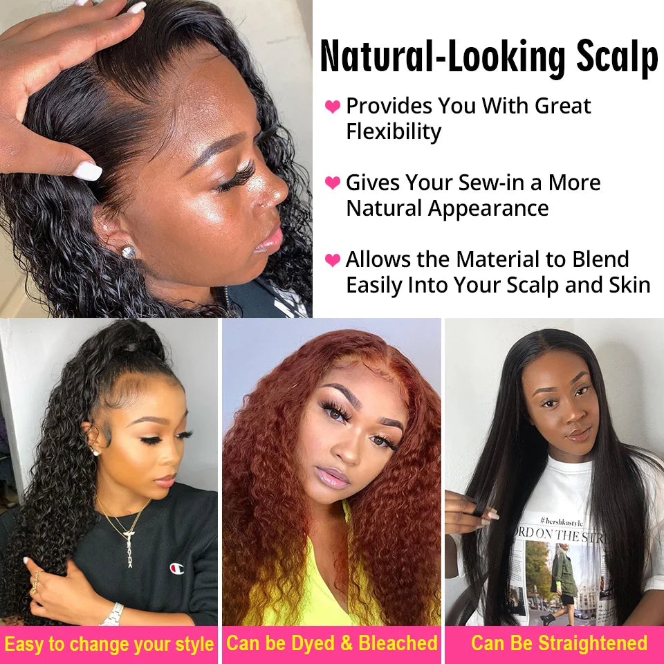 Curly Girl Water Wave Human Hair Pre Plucked Transparent 13X4 Lace Front Wig