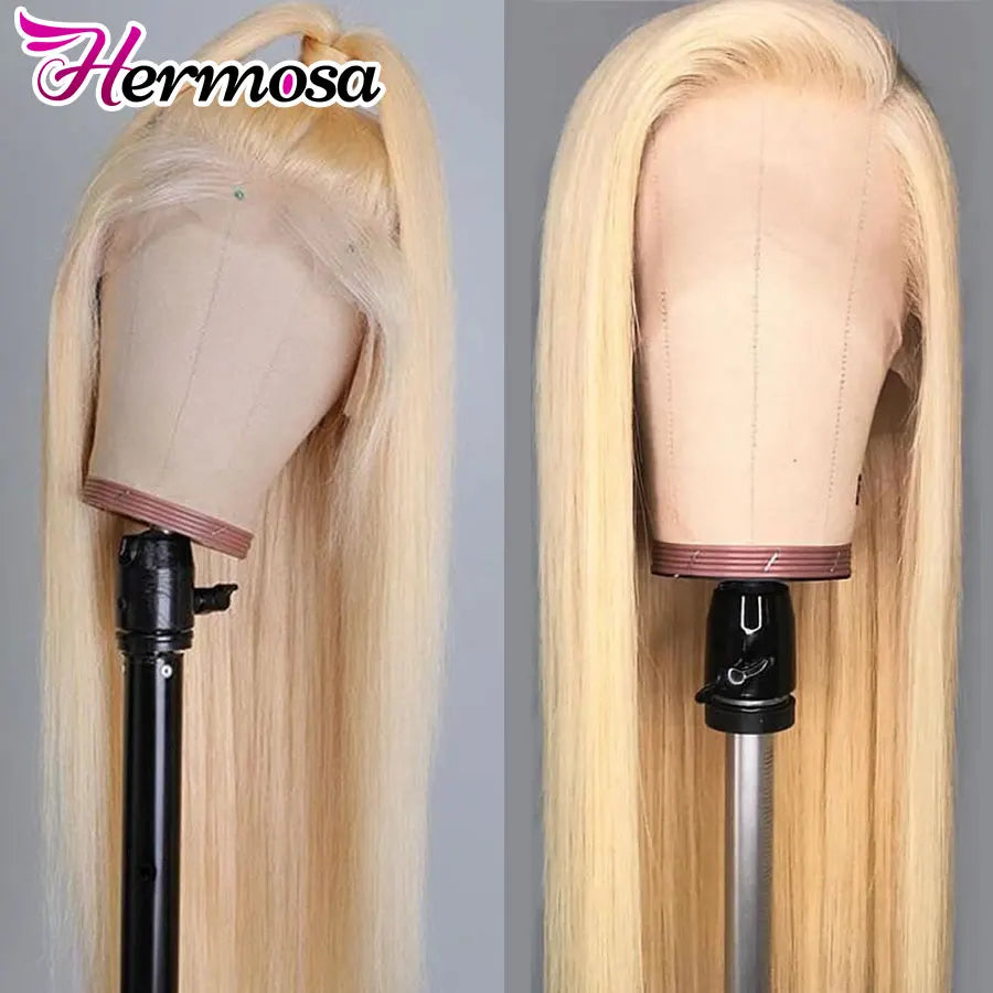 Hermosa 613 Lace Frontal Wig 13x4 Blonde Lace Front Wig Straight Human Hair HD Transparent Lace Wig Preplucked Brazilian Remy