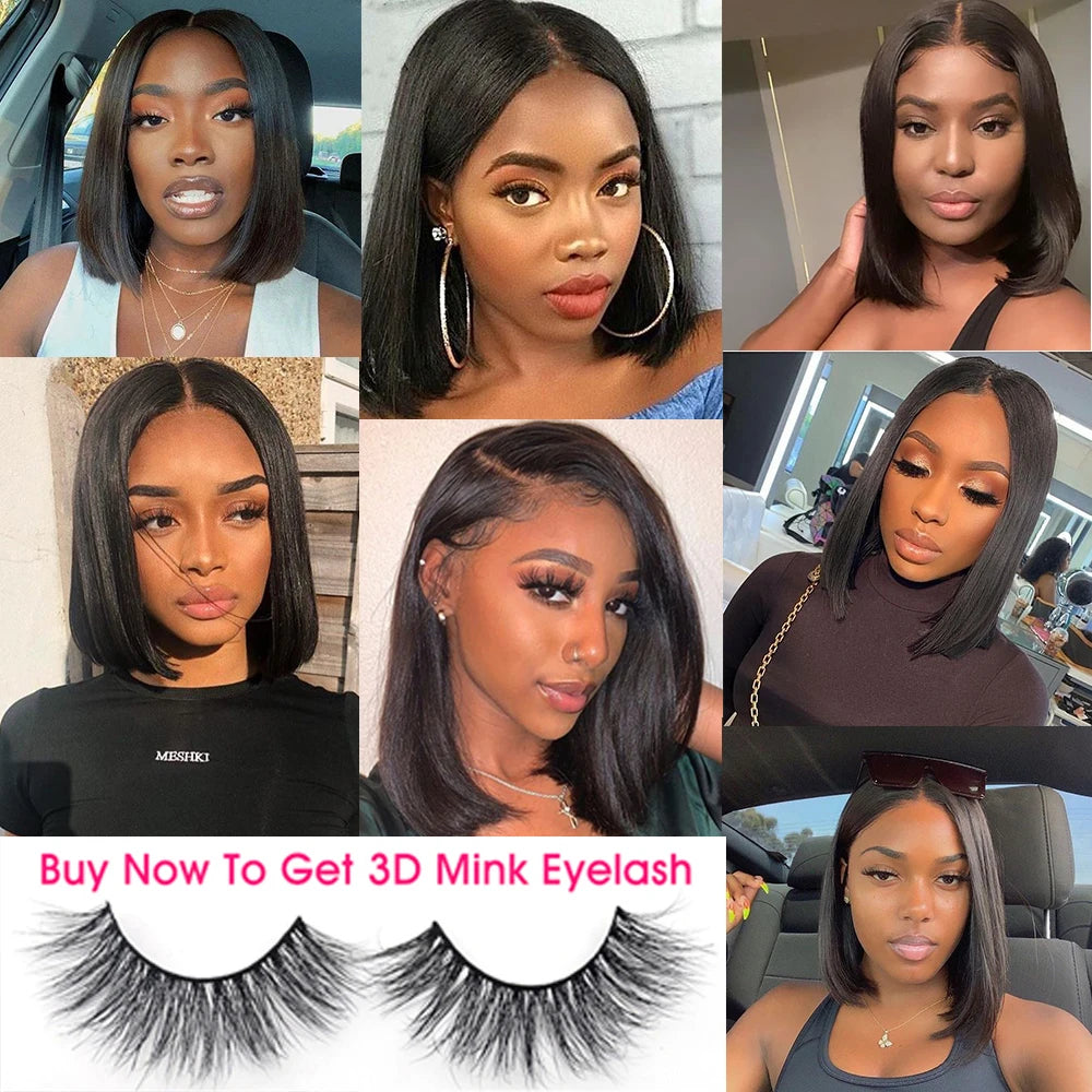 Short Bob Wig Straight Lace Front Human Hair Wigs Bob Lace Front Wigs Blunt Cut Bob Frontal Wigs Brazilian Closure Wig Mstoxic