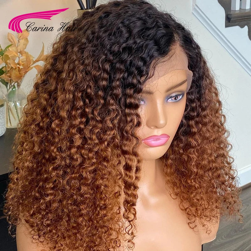 Ombre Highlight Colored 13X4 Lace Front Curly Human Hair Wig Blond Lace Frontal Wigs Closure Wig For Women Brazilian Human Hair