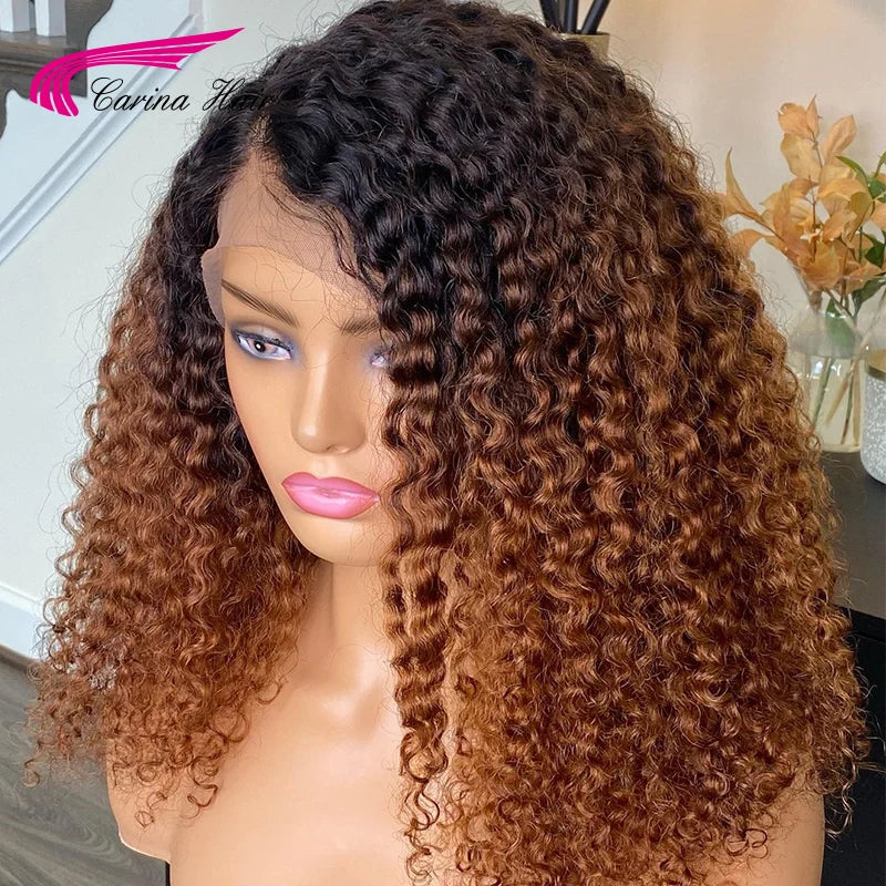 Ombre Highlight Colored 13X4 Lace Front Curly Human Hair Wig Blond Lace Frontal Wigs Closure Wig For Women Brazilian Human Hair