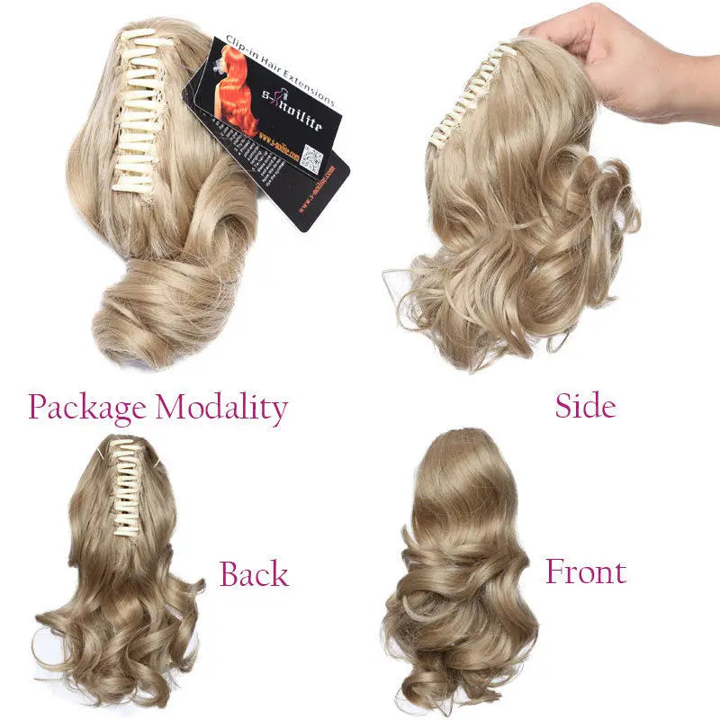 HAIRRO 12" Short Wavy Ponytail Hair Extensions Claw Clip On Ponytail Hair Extension Synthetic Ponytail Extension Hair For Women