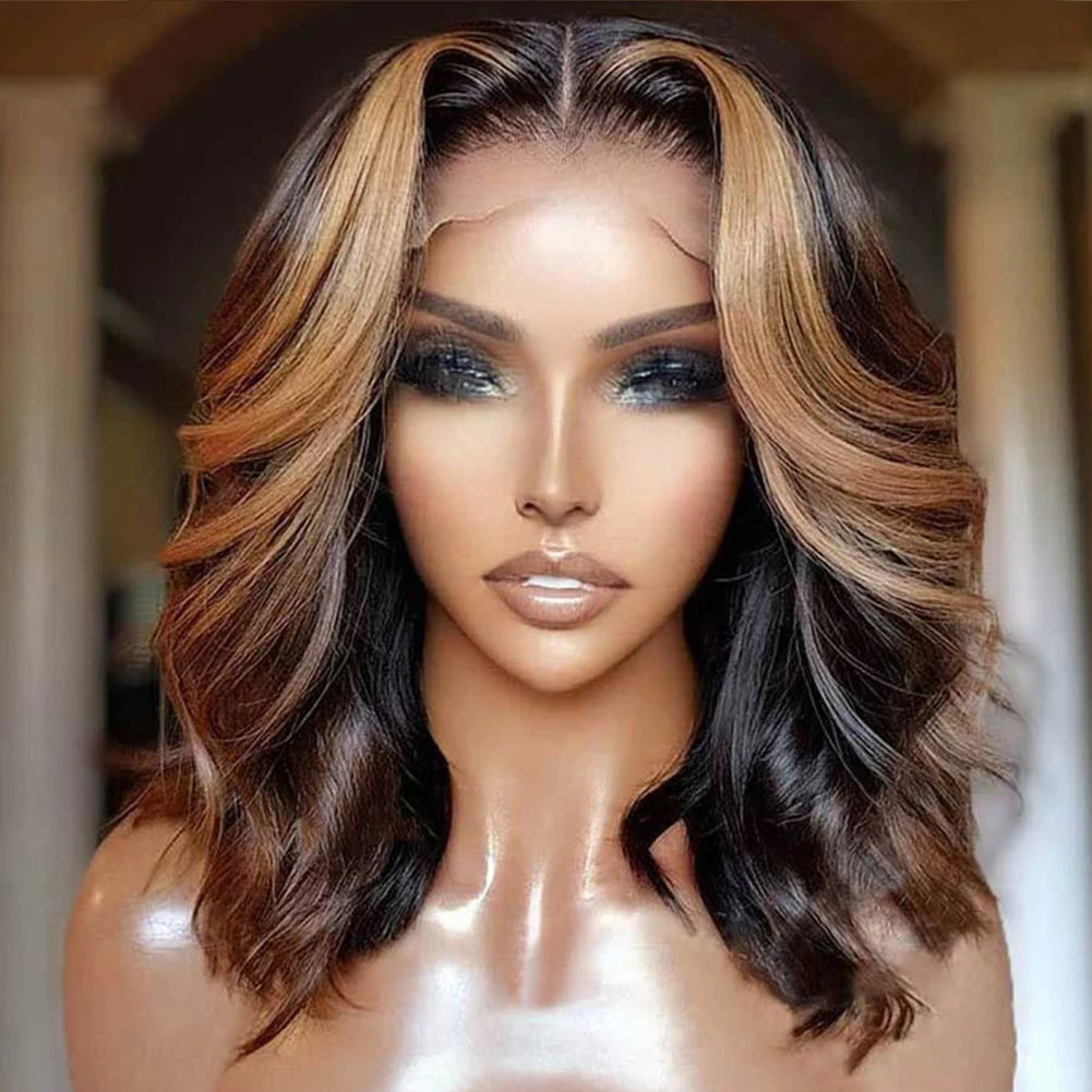 Highlights Color Human Hair Wigs 613 Blonde Short Bob Wig 13x4x1 T Part Lace Wigs Brazilian 99j Body Wave Lace Front Wig 180%