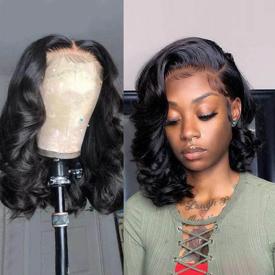 Elegant Brazilian Remy Natural Hairline Body Wave Short Lace Front Bob Wig Unit