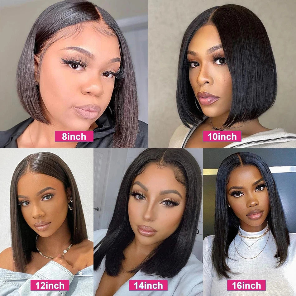 Sleek Bone Straight Transparent Lace Front Remy Human Hair Bob Pre plucked 13x4  Wig Unit