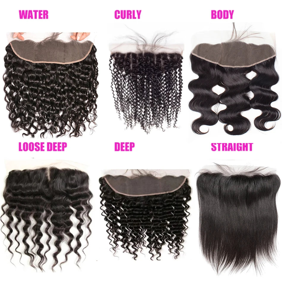 13x4 Water Wave Frontal Human Hair Brazilian Lace Frontal Closure Curly Deep Lace Frontal Closure Human Hair Virgin Hair Closure