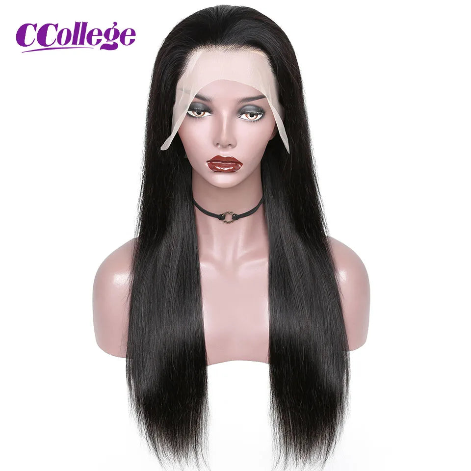 Super Sleek Remy Brazilian Straight Transparent Lace Front Wig Unit